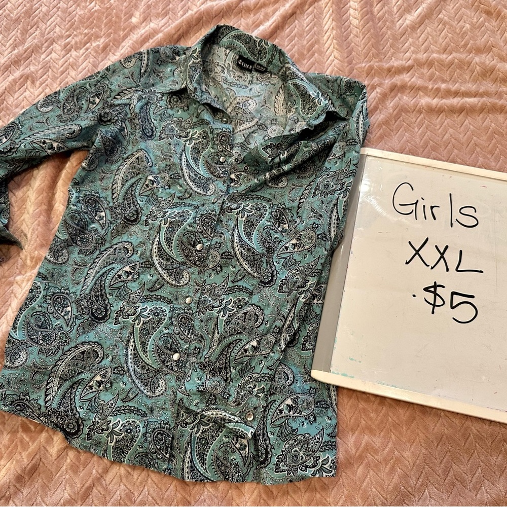 Pearl Snap paisley girls shirt